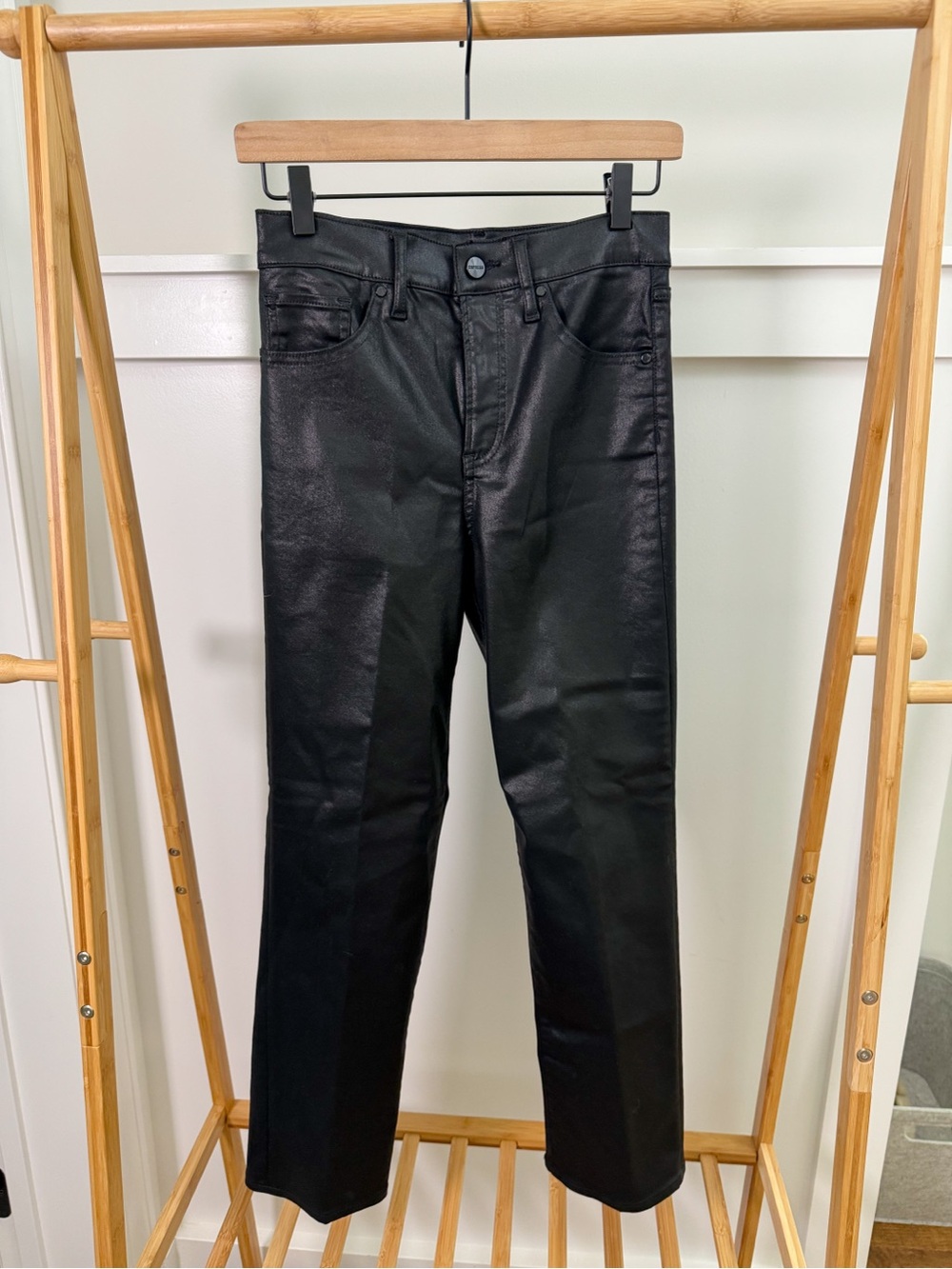 Express Black Coated Straight-Leg Jeans
